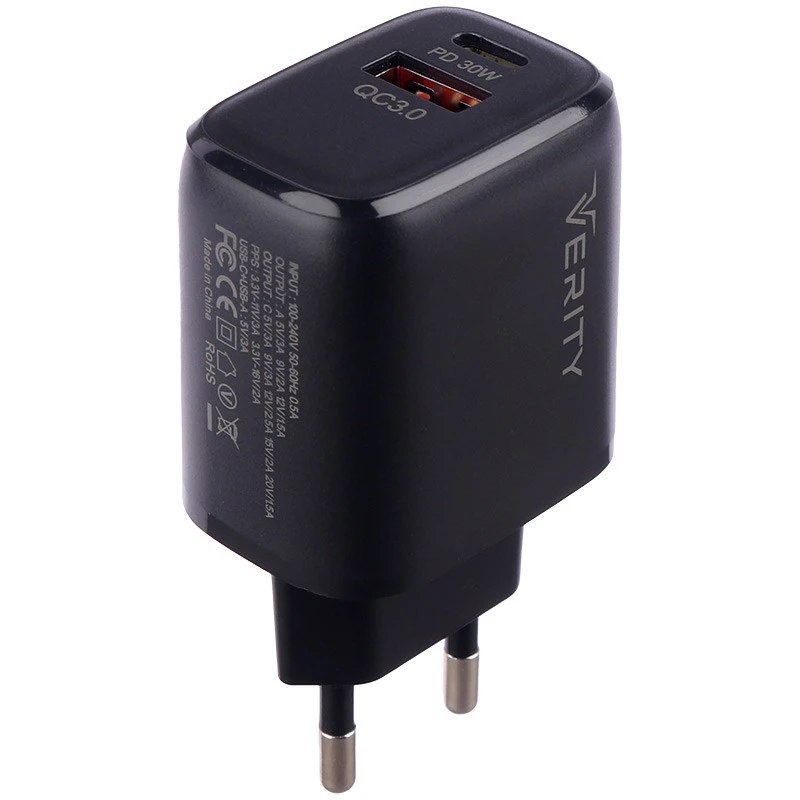 شارژر دیواری فست شارژ Verity AP 2126 0.5A QC3.0 PD 33W + کابل تایپ سی