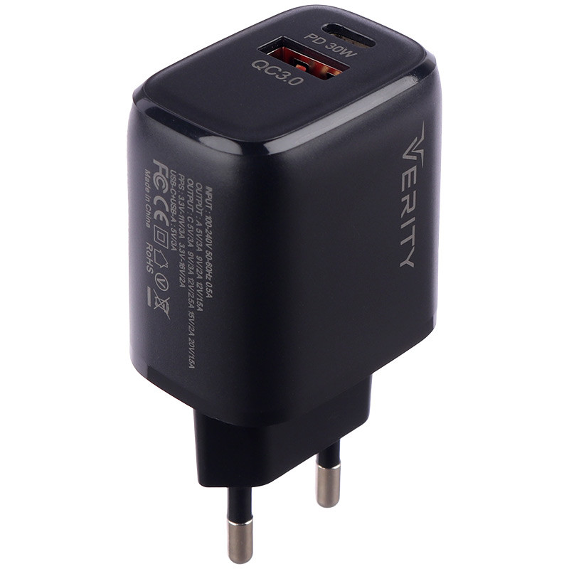 شارژر دیواری فست شارژ Verity AP 2126 0.5A QC3.0 PD 33W + کابل تایپ سی