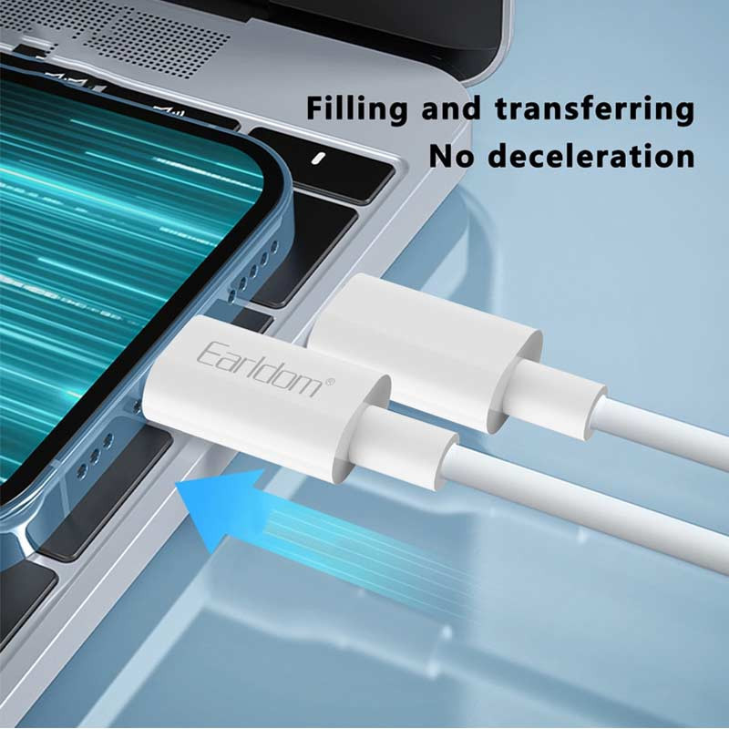 کابل تبدیل فست شارژ Earldom EC-166i Type-C to Lightning PD 20W 1m