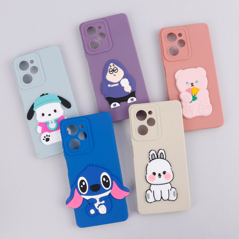 قاب سیلیکونی عروسکی برجسته محافظ لنزدار Xiaomi Poco X5 Pro