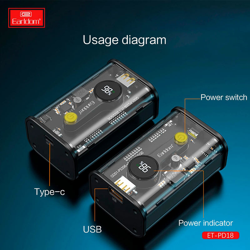 پاور بانک فست شارژ 10000 ارلدام Earldom ET-PD18 PD 22.5W