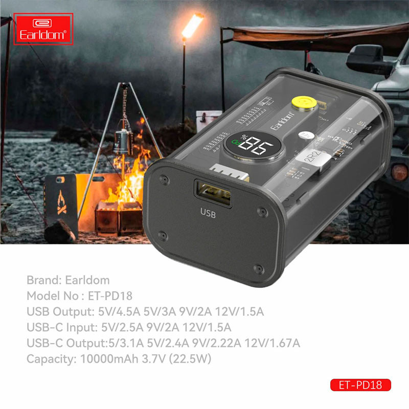 پاور بانک فست شارژ 10000 ارلدام Earldom ET-PD18 PD 22.5W