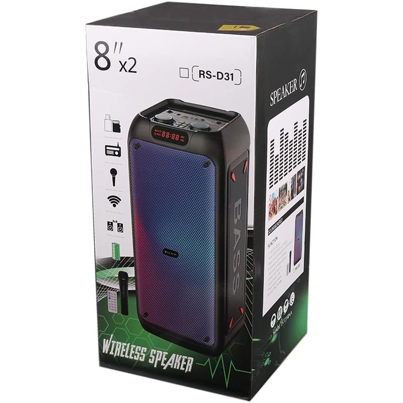اسپیکر چمدانی بلوتوثی رم و فلش خور RS-D31 + میکروفون و ریموت کنترل
