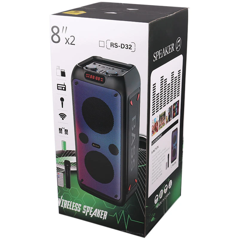 اسپیکر چمدانی بلوتوثی رم و فلش خور RS-D32 + میکروفون و ریموت کنترل