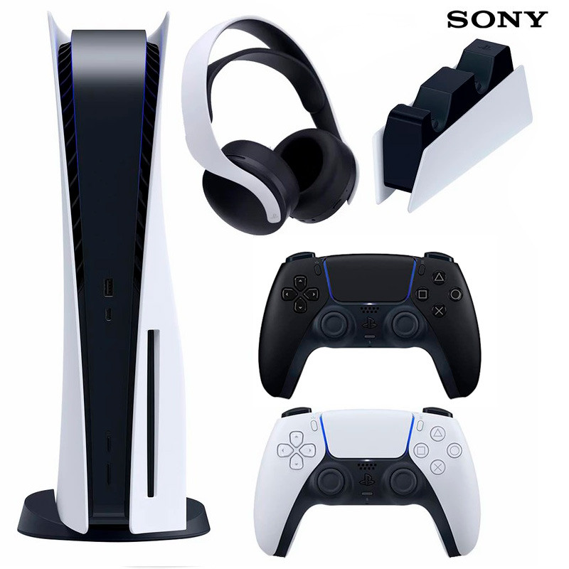 کنسول بازی سونی (Sony PlayStation 5 Standard 825GB SSD (V1200 + دسته اضافی مشکی و پایه شارژ و هدست