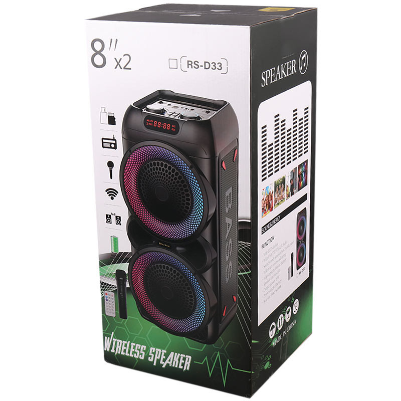اسپیکر چمدانی بلوتوثی رم و فلش خور RS-D33 + میکروفون و ریموت کنترل