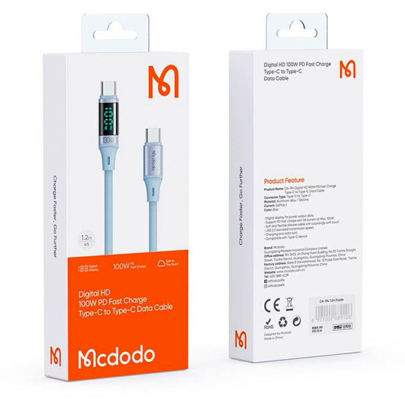 Mcdodo CA-1942 Type-C To Type-C PD 100W 5A 1.2m CABLE