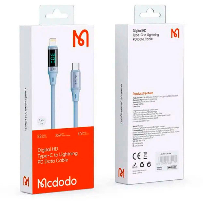 کابل تبدیل فست شارژ Mcdodo CA-1932 Type-C To Lightning PD 36W 3A 1.2m