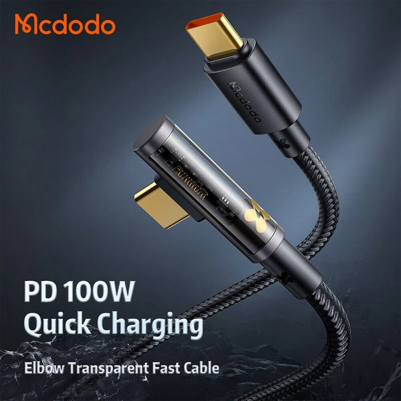کابل تبدیل فست شارژ Mcdodo CA-3400 Type-C To Type-C 5A PD 100W 1.2m یکسر L
