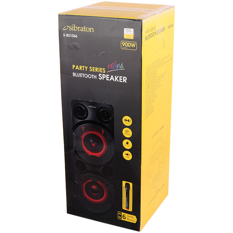 اسپیکر چمدانی بلوتوثی رم و فلش خور Sibraton S-BS1066 + میکروفون و ریموت کنترل