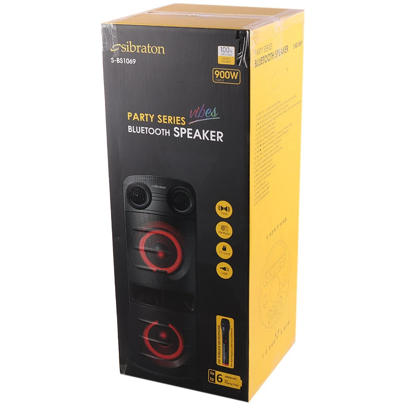اسپیکر چمدانی بلوتوثی رم و فلش خور Sibraton S-BS1069 + میکروفون و ریموت کنترل