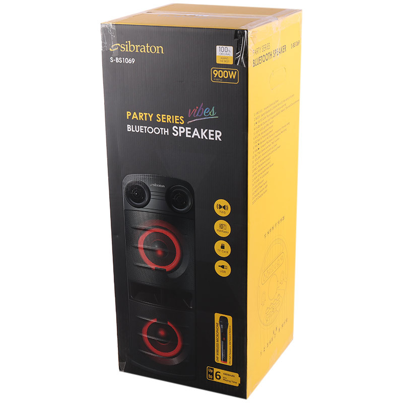 اسپیکر چمدانی بلوتوثی رم و فلش خور Sibraton S-BS1069 + میکروفون و ریموت کنترل