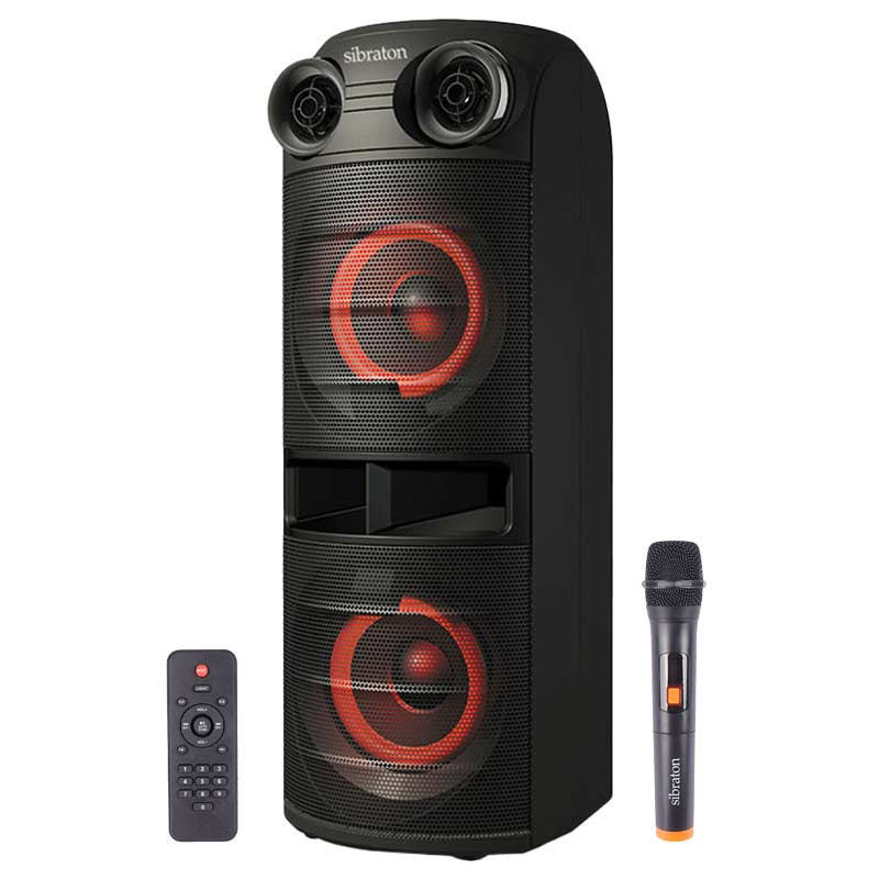 اسپیکر چمدانی بلوتوثی رم و فلش خور Sibraton S-BS1069 + میکروفون و ریموت کنترل