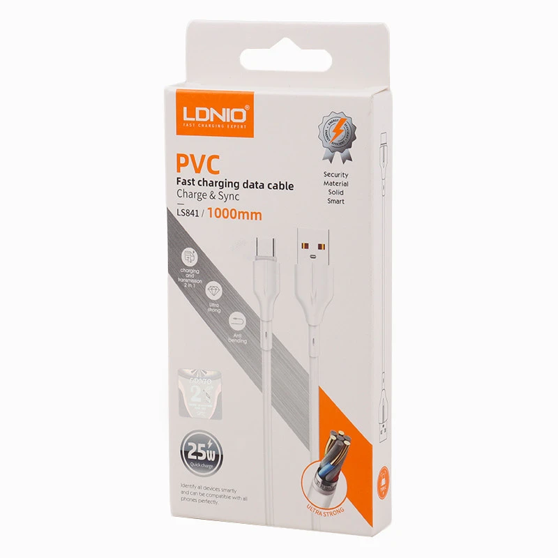کابل تایپ سی فست شارژ Ldnio LS841 25w 1m