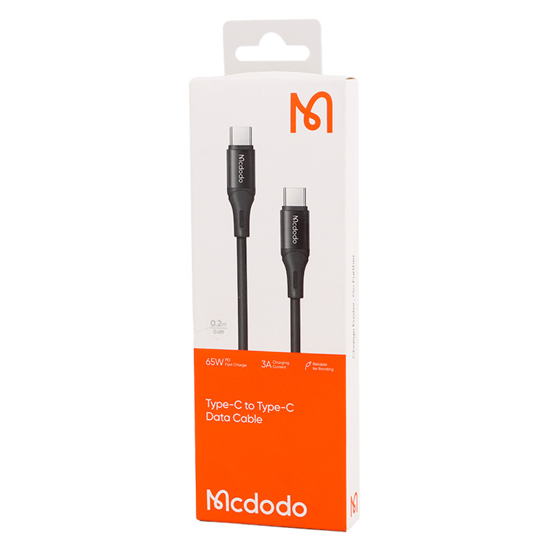 کابل تبدیل کوتاه فست شارژ Mcdodo CA-2210 Type-C To Type-C 3A PD 65W 20cm