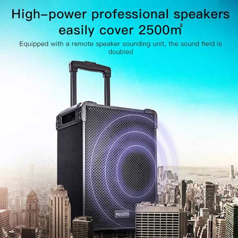 اسپیکر چمدانی بلوتوثی رم و فلش خور Yesido YSW15 + میکروفون و ریموت کنترل