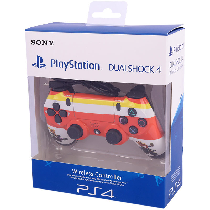 دسته بازی بی سیم SONY PlayStation 4 DualShock 4 High Copy طرح کراش نارنجی سفید
