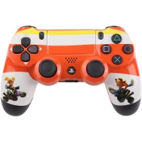 دسته بازی بی سیم SONY PlayStation 4 DualShock 4 High Copy طرح کراش نارنجی سفید