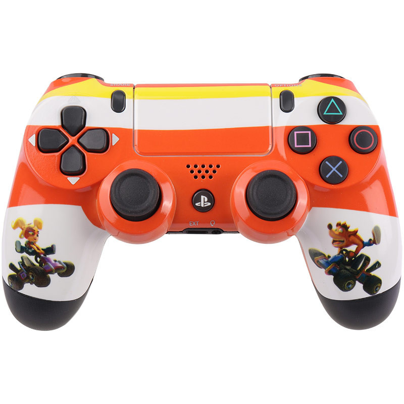 دسته بازی بی سیم SONY PlayStation 4 DualShock 4 High Copy طرح کراش نارنجی سفید