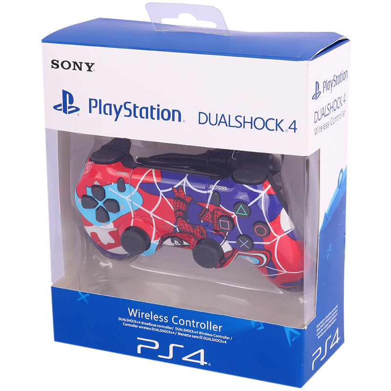 دسته بازی بی سیم SONY PlayStation 4 DualShock 4 High Copy طرح اسپایدر من قرمز آبی