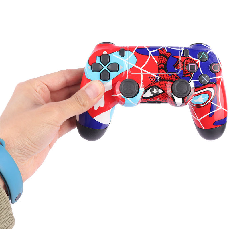 دسته بازی بی سیم SONY PlayStation 4 DualShock 4 High Copy طرح اسپایدر من قرمز آبی