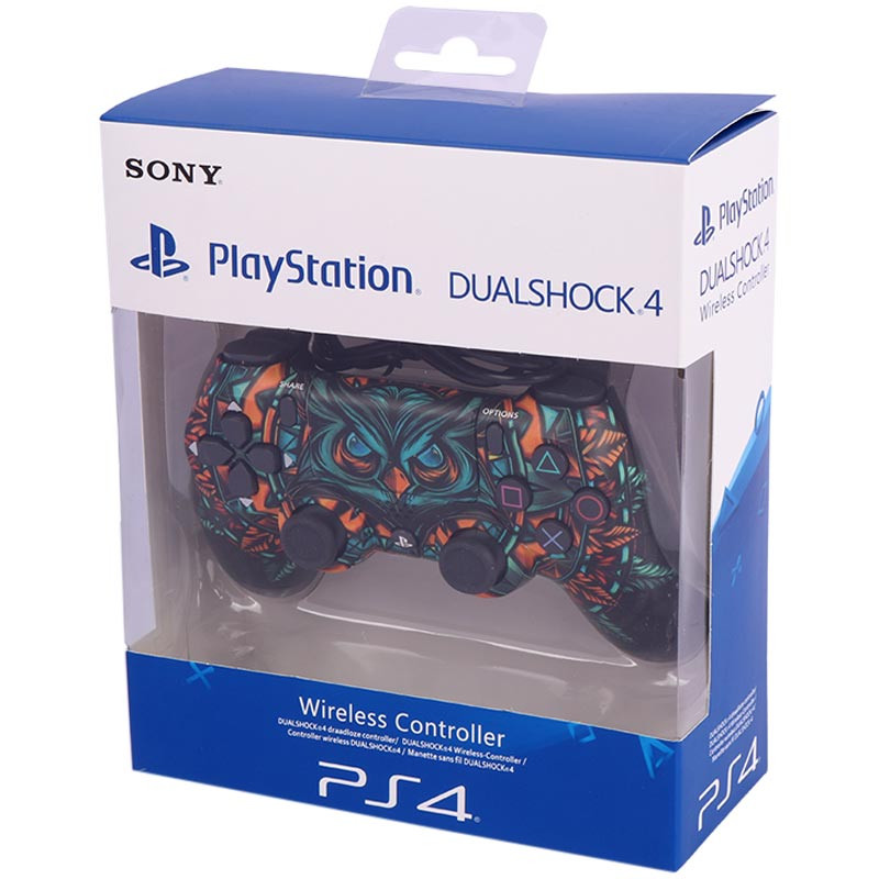 دسته بازی بی سیم SONY PlayStation 4 DualShock 4 High Copy طرح جغد مشکی سبز