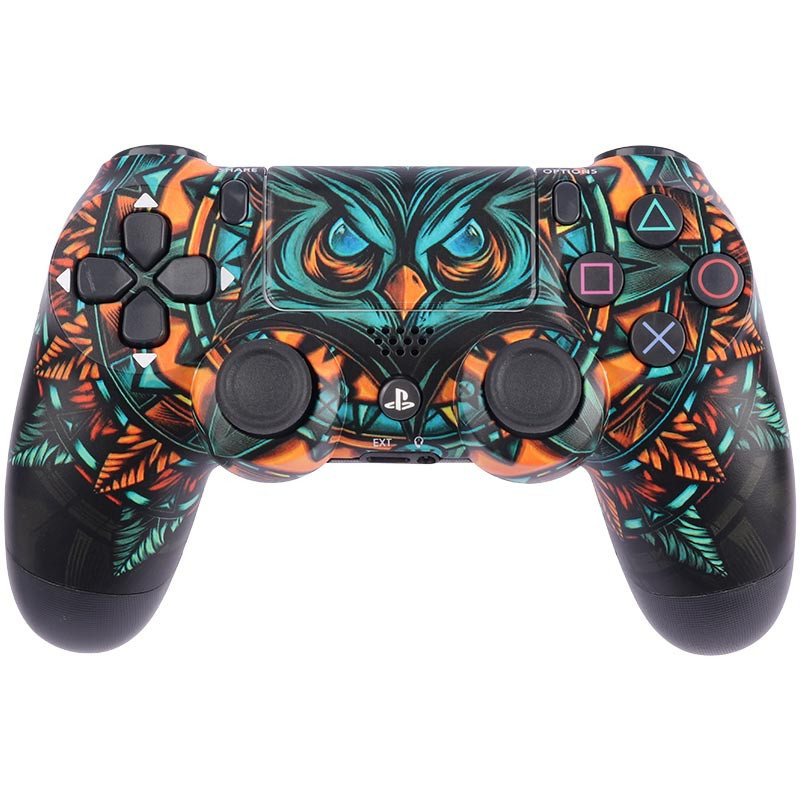 دسته بازی بی سیم SONY PlayStation 4 DualShock 4 High Copy طرح جغد مشکی سبز