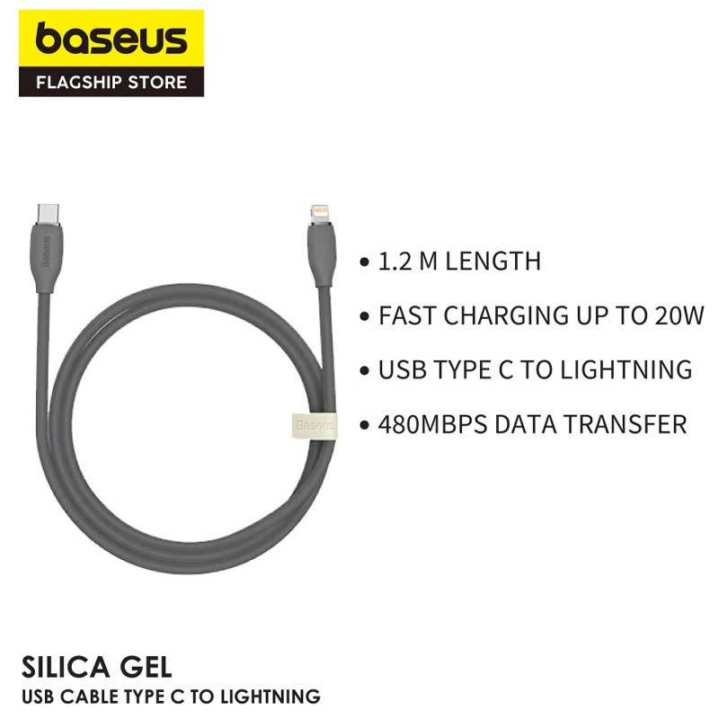 کابل تبدیل فست شارژ Baseus CAGD02000 Type-C To Lightning PD 20W 2.4A 1.2m
