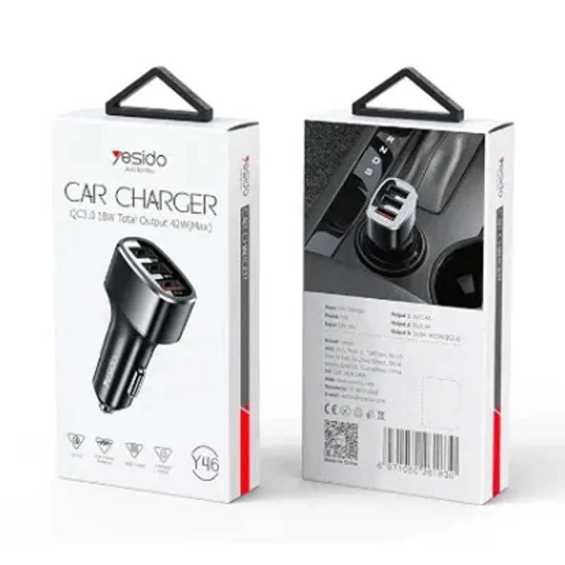 شارژر فندکی فست شارژ Yesido Y46 QC3.0 PD 3A 18W
