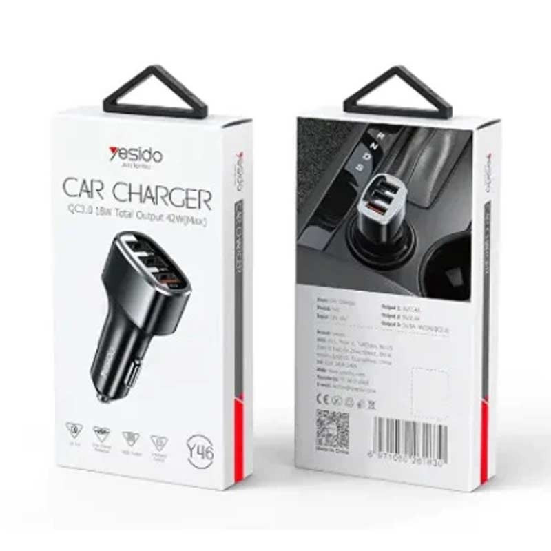 شارژر فندکی فست شارژ Yesido Y46 QC3.0 PD 3A 18W