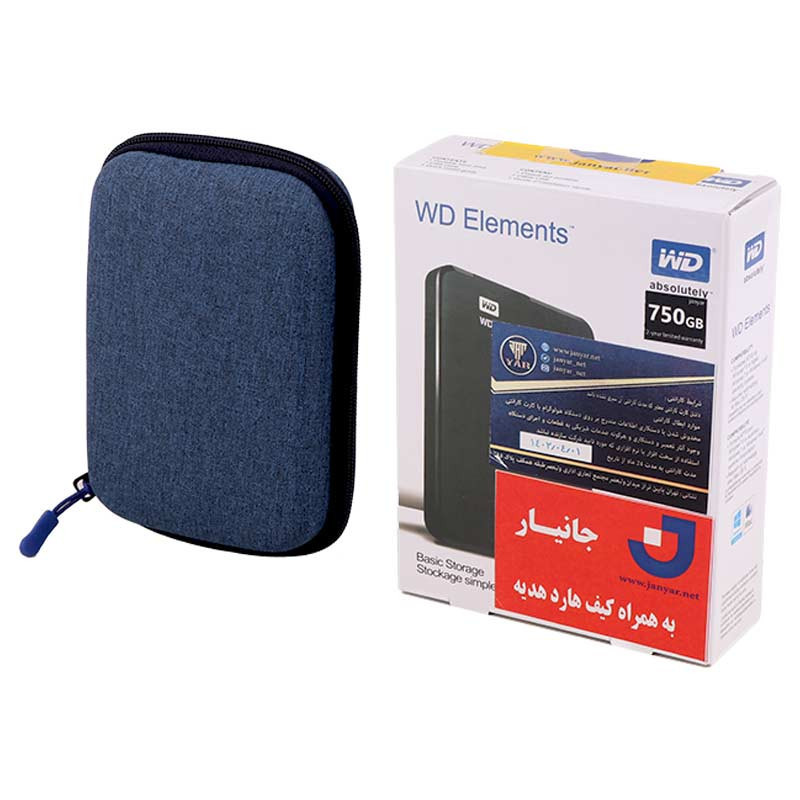 هارد اکسترنال وسترن دیجیتال Western Digital Elements 750GB + هدیه کیف هارد