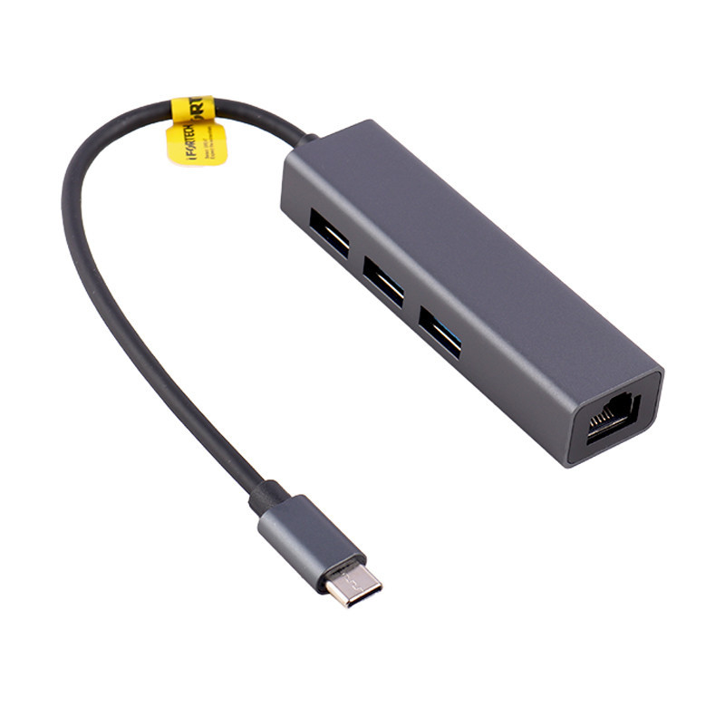 کابل تبدیل شبکه Ifortech Type-C To LAN + هاب USB 3Port