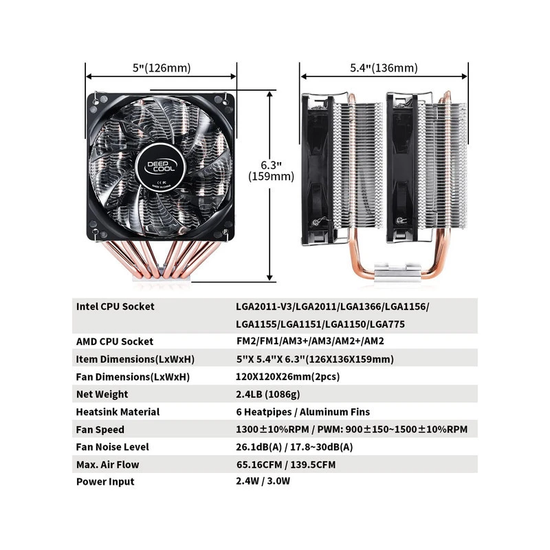 فن خنک کننده CPU دیپ کول DeepCool Neptwin RGB