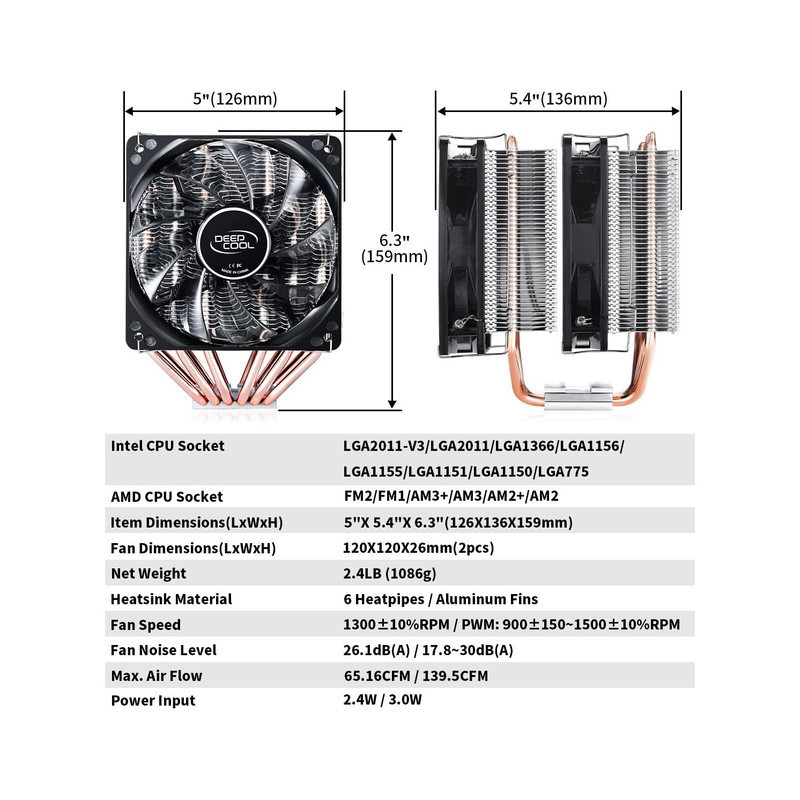فن خنک کننده CPU دیپ کول DeepCool Neptwin RGB