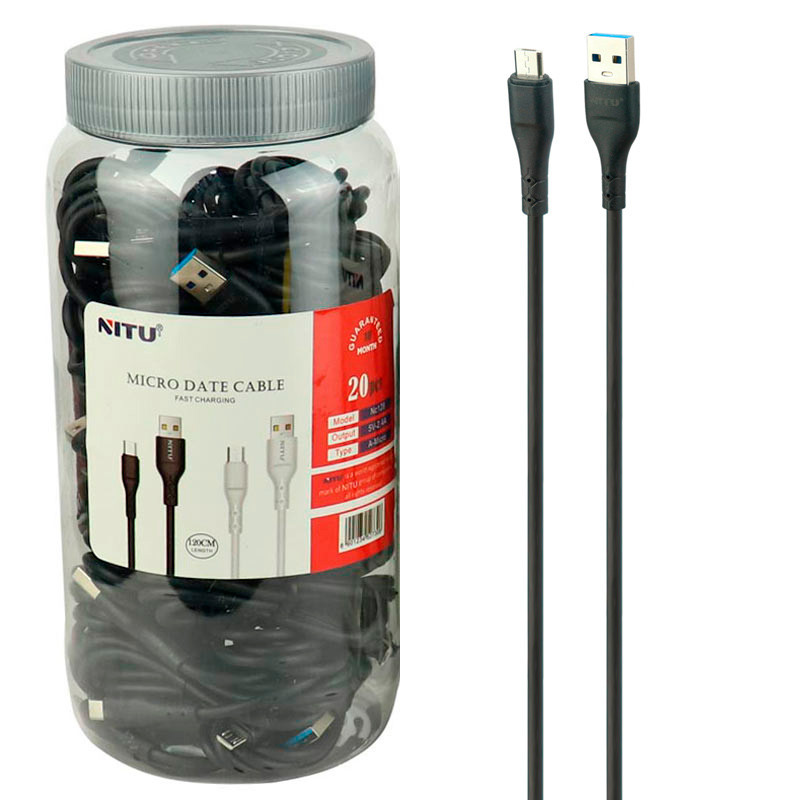کابل میکرو یو اس بی فست شارژ Nitu NC128 2.4A 1.2m بسته ۲۰ عددی