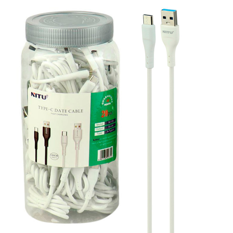 کابل تایپ سی فست شارژ Nitu NC129 3A 1.2m بسته ۲۰ عددی