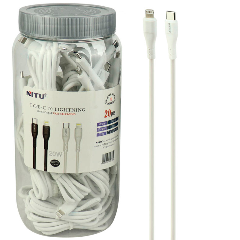 کابل تبدیل فست شارژ Nitu NC140 Type-C To Lightning 20W 1.2m بسته ۲۰ عددی