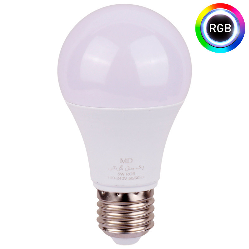 لامپ حبابی LED ام دی MD E27 RGB 5W