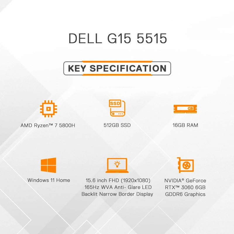 لپ تاپ Dell Gaming G15 5515 Ryzen 7 (5800H) 16GB 512GB NVIDIA 6GB 15.6" FHD