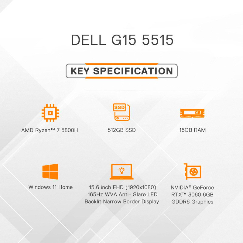 لپ تاپ Dell Gaming G15 5515 Ryzen 7 (5800H) 16GB 512GB NVIDIA 6GB 15.6" FHD