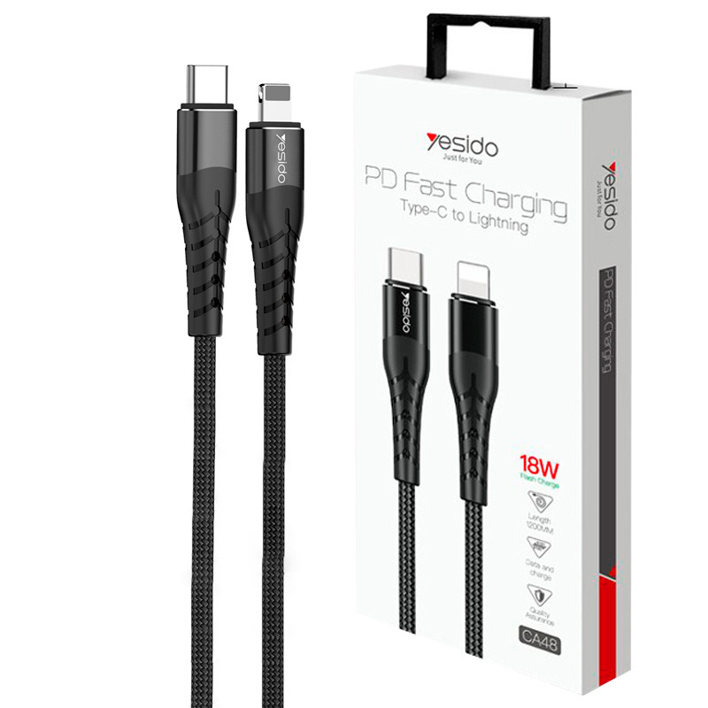 کابل تبدیل فست شارژ Yesido CA-48 Type-C to Lightning 2A 1.2m