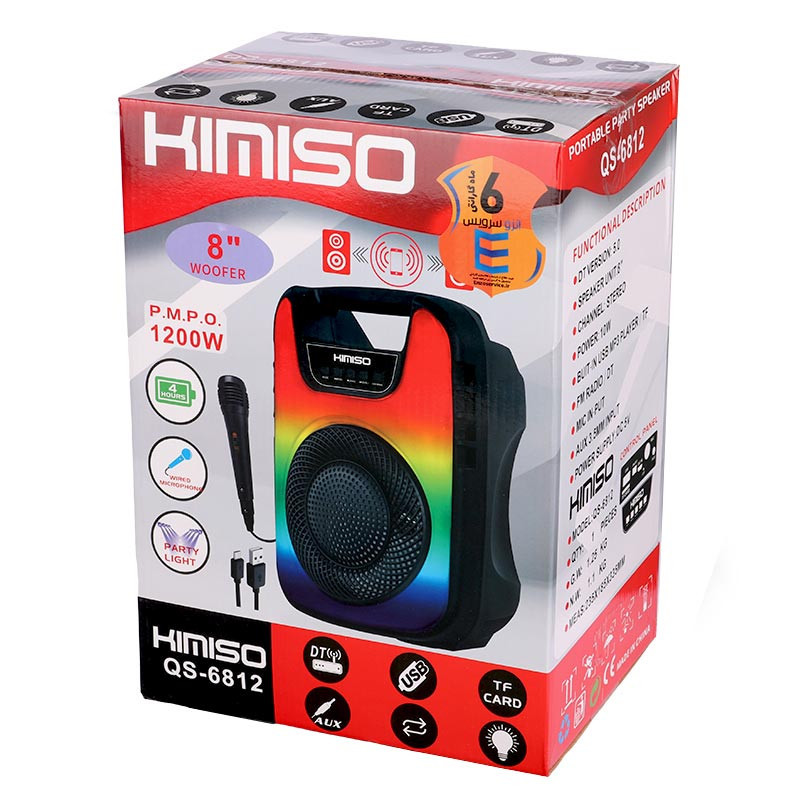اسپیکر بلوتوثی رم و فلش خور Kimiso QS-6812 + میکروفون و ریموت کنترل