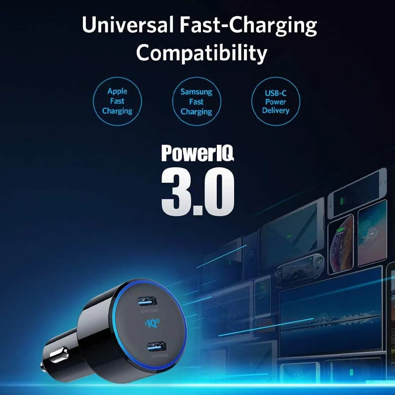 شارژر فندکی فست شارژ Anker PowerDrive+ III Duo PD 3A 30W