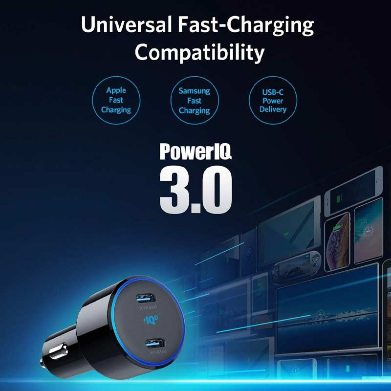 شارژر فندکی فست شارژ Anker PowerDrive+ III Duo PD 3A 30W