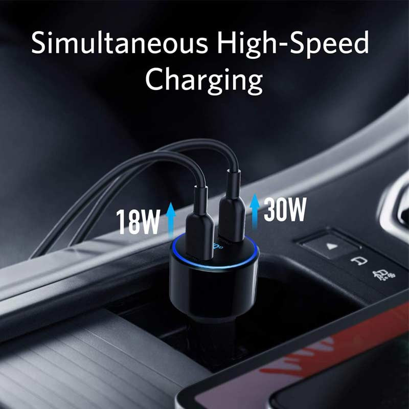 شارژر فندکی فست شارژ Anker PowerDrive+ III Duo PD 3A 30W