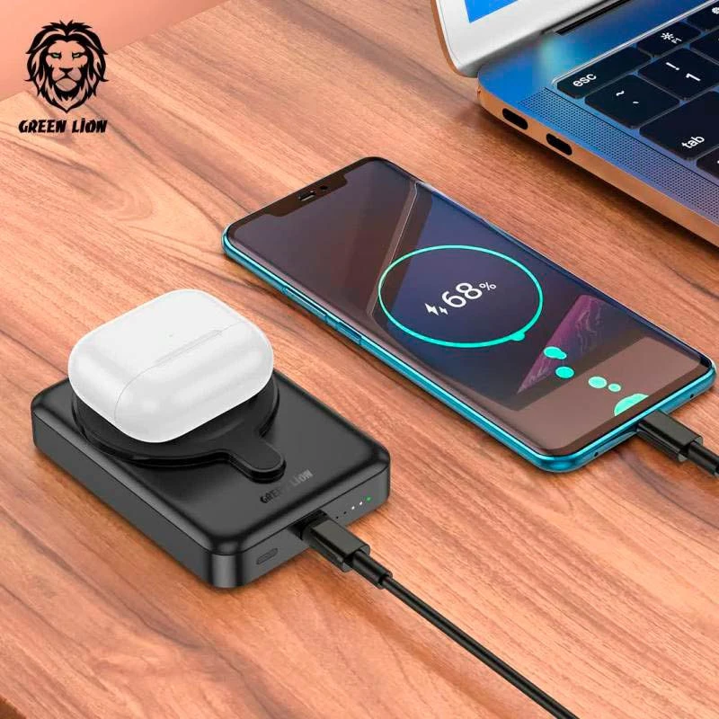 پاور بانک بی سیم فست شارژ ۱۰۰۰۰ گرین لاین Green Lion 3 In 1 Magsafe PD 20W