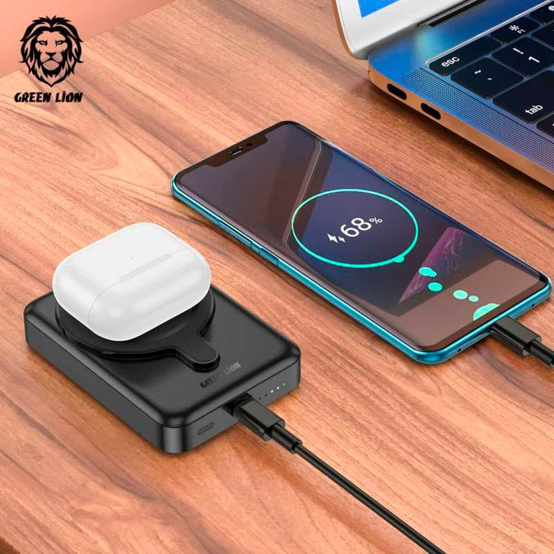 پاور بانک بی سیم فست شارژ ۱۰۰۰۰ گرین لاین Green Lion 3 In 1 Magsafe PD 20W