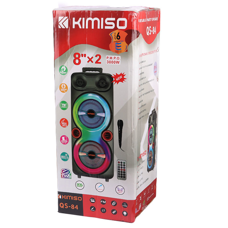 اسپیکر چمدانی بلوتوثی رم و فلش خور Kimiso QS-84 + میکروفون و ریموت کنترل