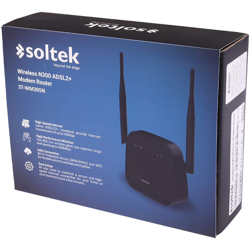 مودم روتر 2 آنتن Soltek ST-WM305N N300 ADSL2+ 300Mbps