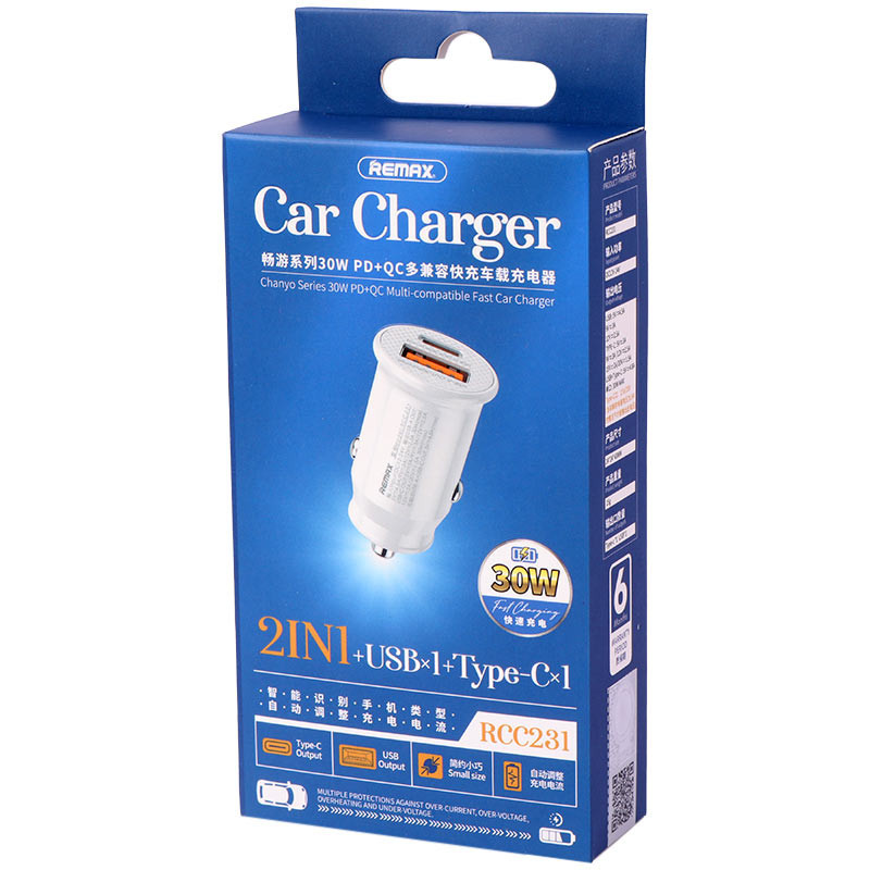 شارژر فندکی فست شارژ Remax RCC231 QC PD 4.5A 30W
